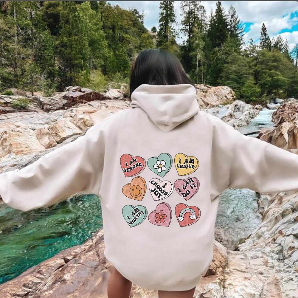 Ich bin stark Ich bin einzigartig Kapuzenpullover Kawaii Damen Langarm Inspirierende Christliche Kapuzenpullover Pullover