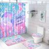 Mermaid Shower Curtain Set With Non-Slip Rugs Toilet Lid Cover Bath Mat Kids Ocean Coral Starfish Bathroom Shower Curtains Set