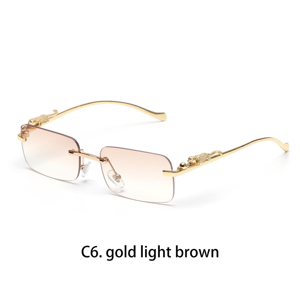 Ruiao rimless sunglasses UV400 fashion square metal glasses for men women designer man's brand sun glasses shades for outdoor