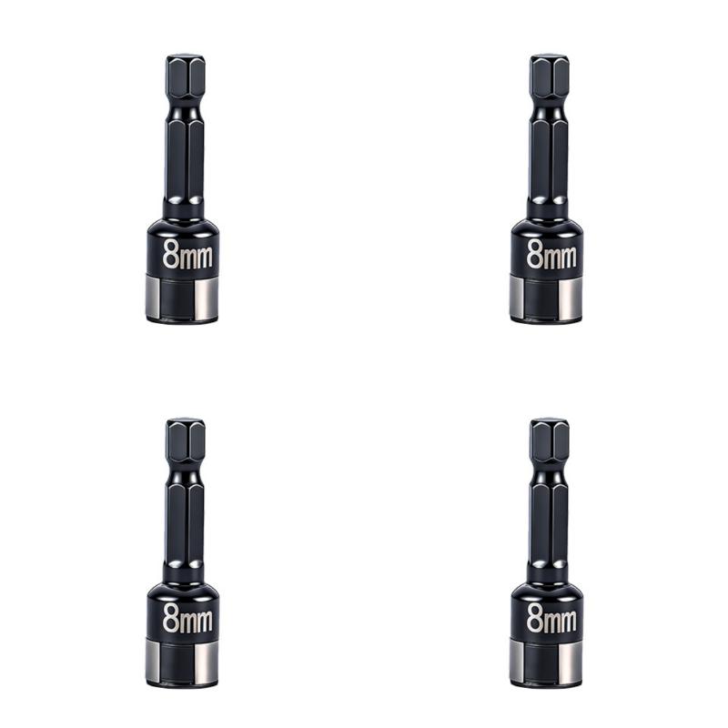 2/4 Stück Metall Schlagschrauber Steckschlüssel Adapter Bohrmaschinen Umwandler Schnellwechsel-Stecknuss 8mm Sechskant Ratsche Hülse