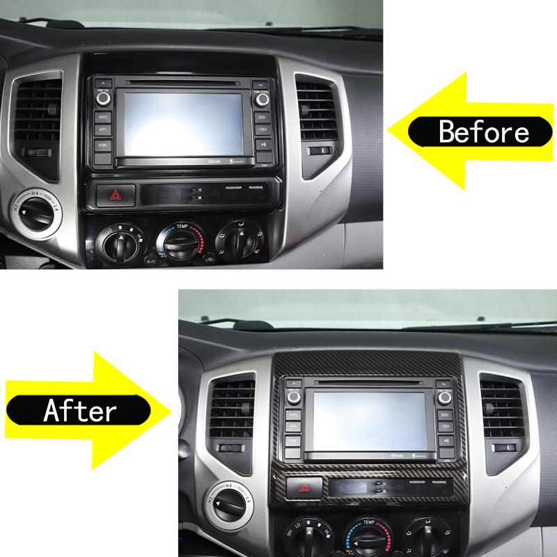 For Toyota Tacoma 2011-2015 ABS Carbon Fiber Car Center Control Navigation Screen Decorative Frame Stickers Interior Accessories