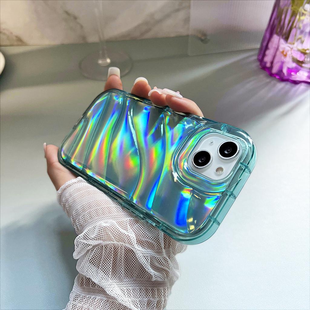 Suitable for Apple 16promax Water Ripple Phone Case 13/14, Iridescent Laser Case 12Pro Anti-drop 15 Protective Case