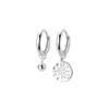 925 Sterling Silver Star Tassel Asymmetric Hoop Earrings for Women Round Disc Gold Earrings CZ Wedding Jewelry S-E1344