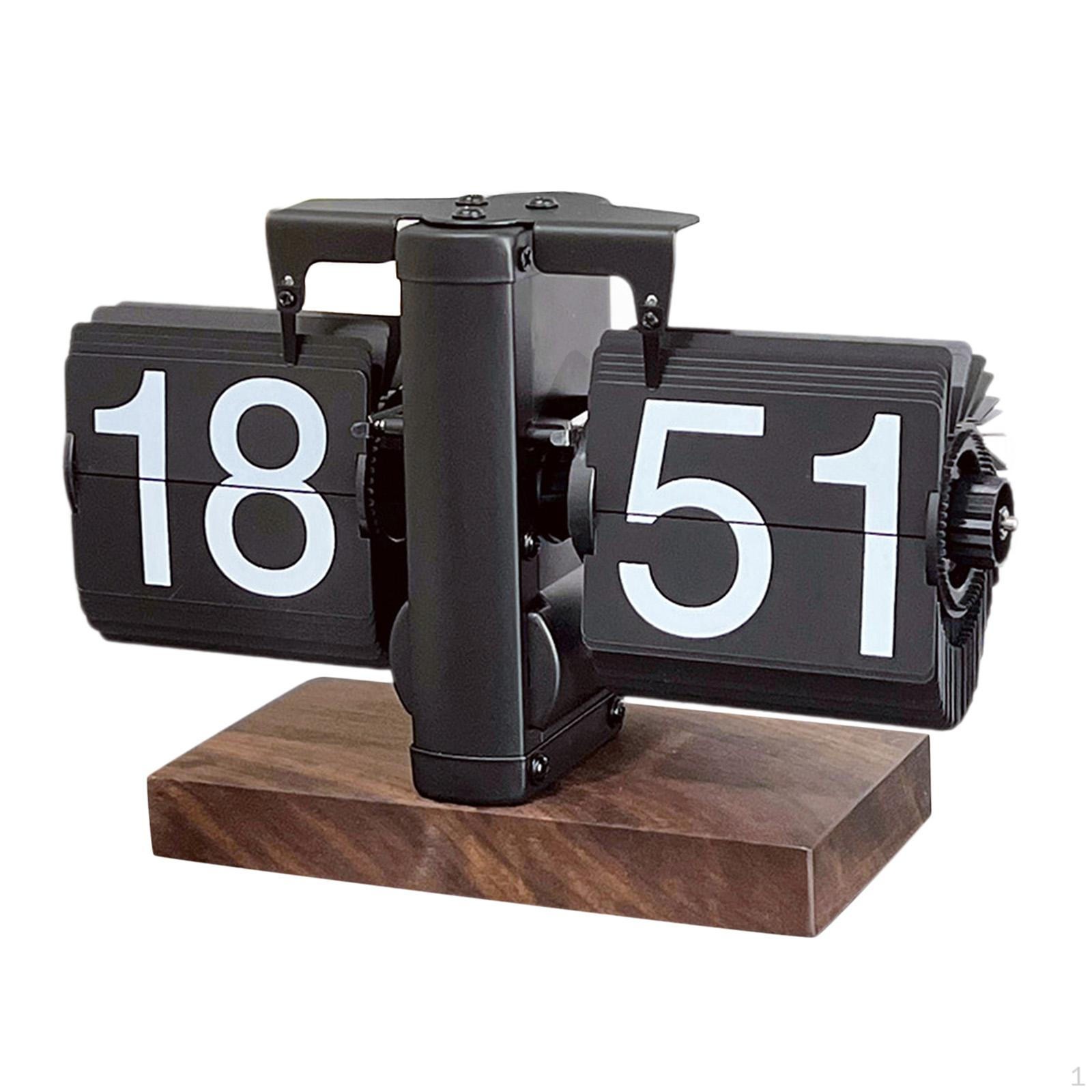 

Настольные часы с перекидной крышкой, часы с автоматическим перелистыванием страниц, часы в стиле ретро, ​​креативный стол All Black 24h