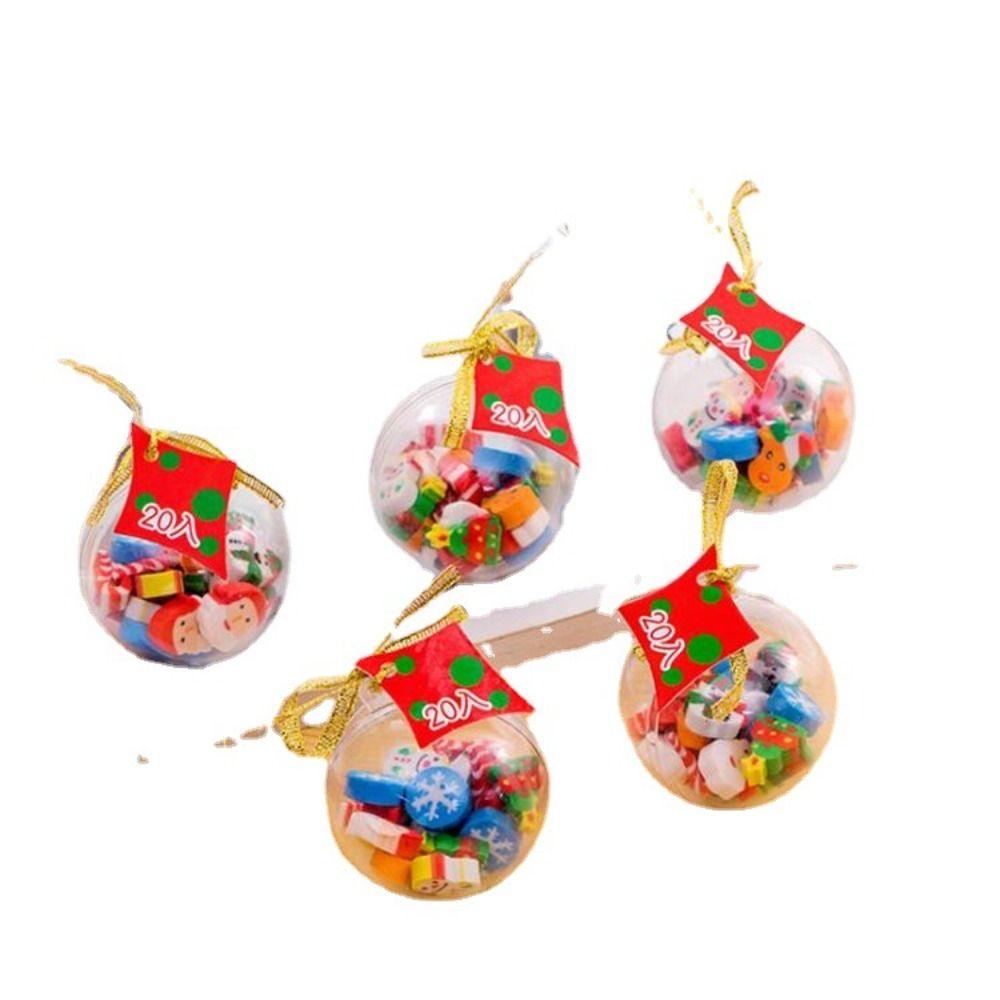 Santa Christmas  Eraser Kawaii Christmas Ball Portable Pencil Erasers  Kids