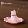 Ceramic Kitten Incense Holder & Pen Rest - Cute Cat Teapot Lid & Table Decor