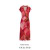 Kaslead New Arrival Women's Clothing Fashion Style Geometric Print Silk Satin Texture Elegant Dress 2625188