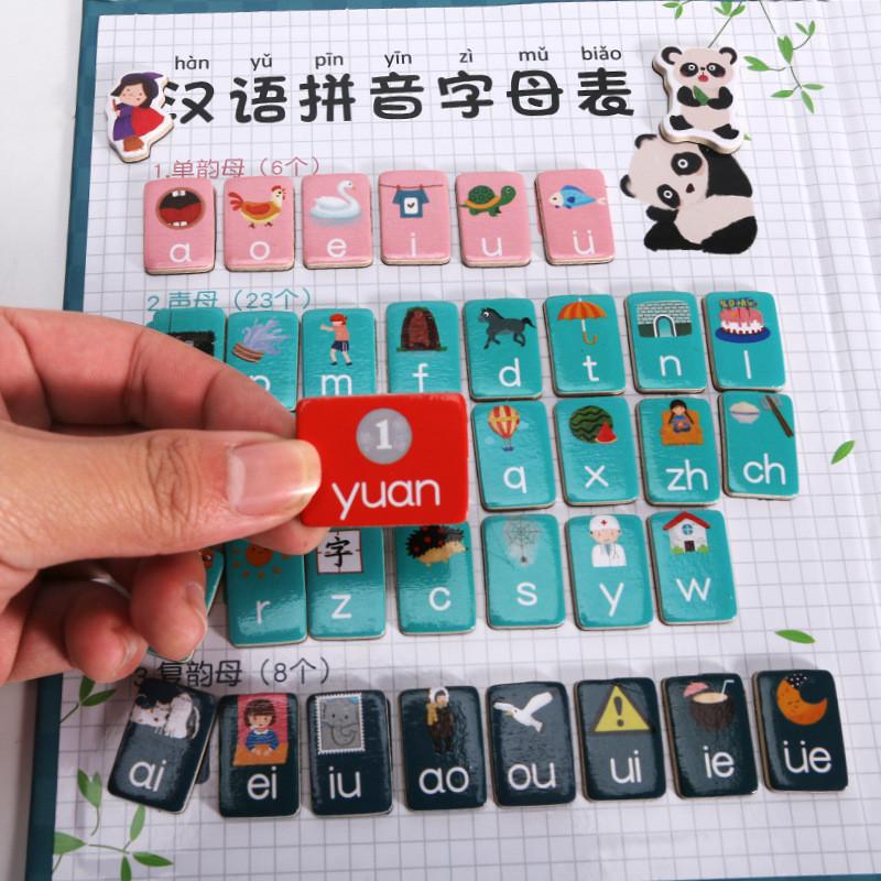 Chinese Wooden Pinyin Alphabet Puzzle Panda Book Magnetic Letters Kids Learning