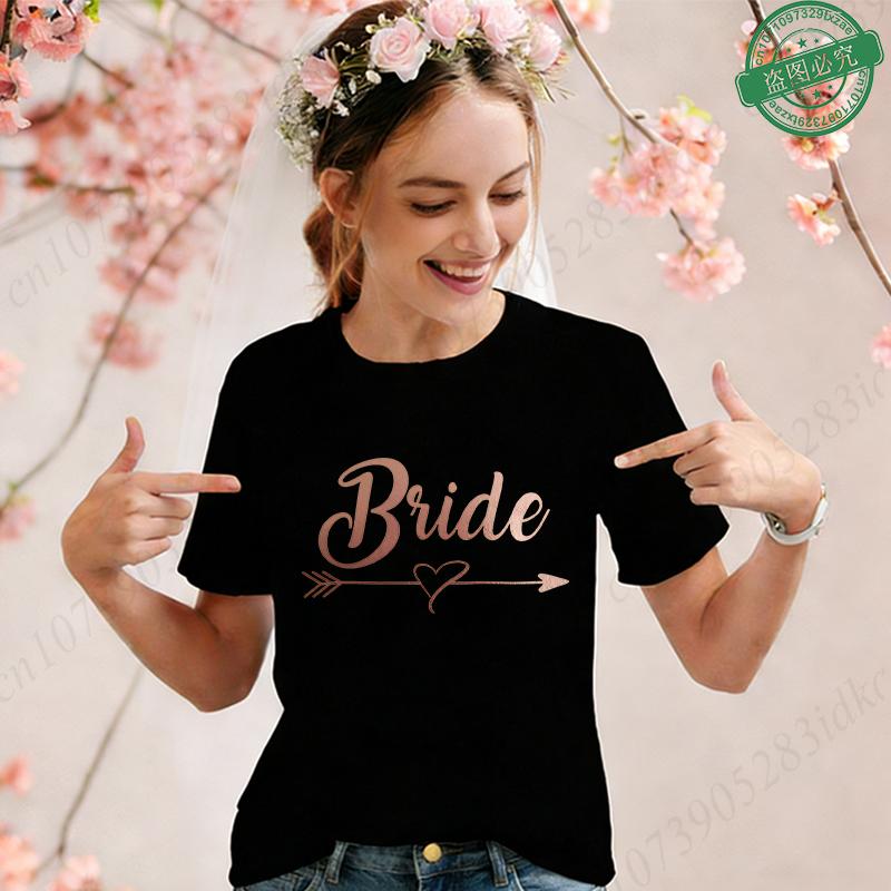 Team Bride Squad Matching T-Shirts, Arrow Heart Graphic Tees, Short Sleeve O Neck Tops for Bachelorette Party & Bridal Shower