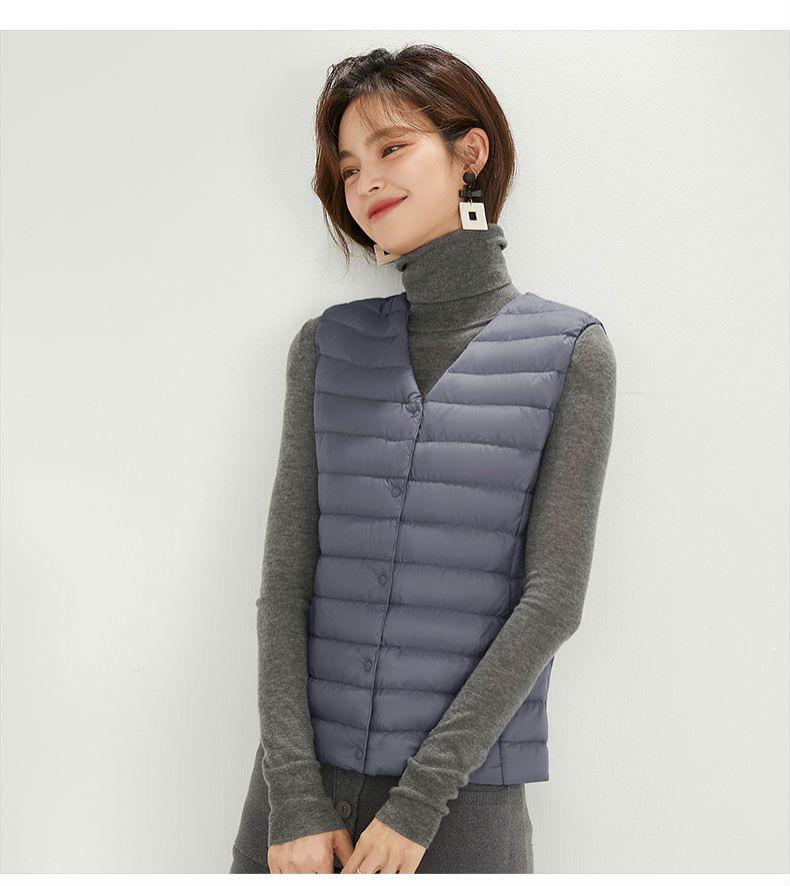 Women's Plus Size Collarless Down Vest - Short, Warm Shoulder Cape Jacket for Middle-aged and Young