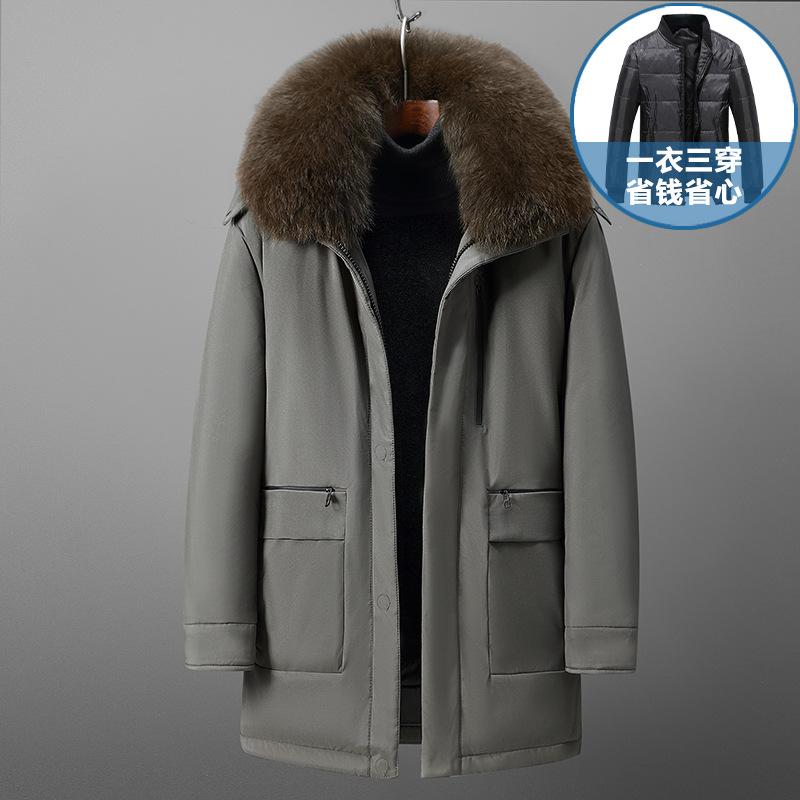 Middle-aged and Elderly Dad's Down Jacket Winter Men's Down Jacket Mid-length Thickened Large Size Jacket Casual Men's Fashion Trend