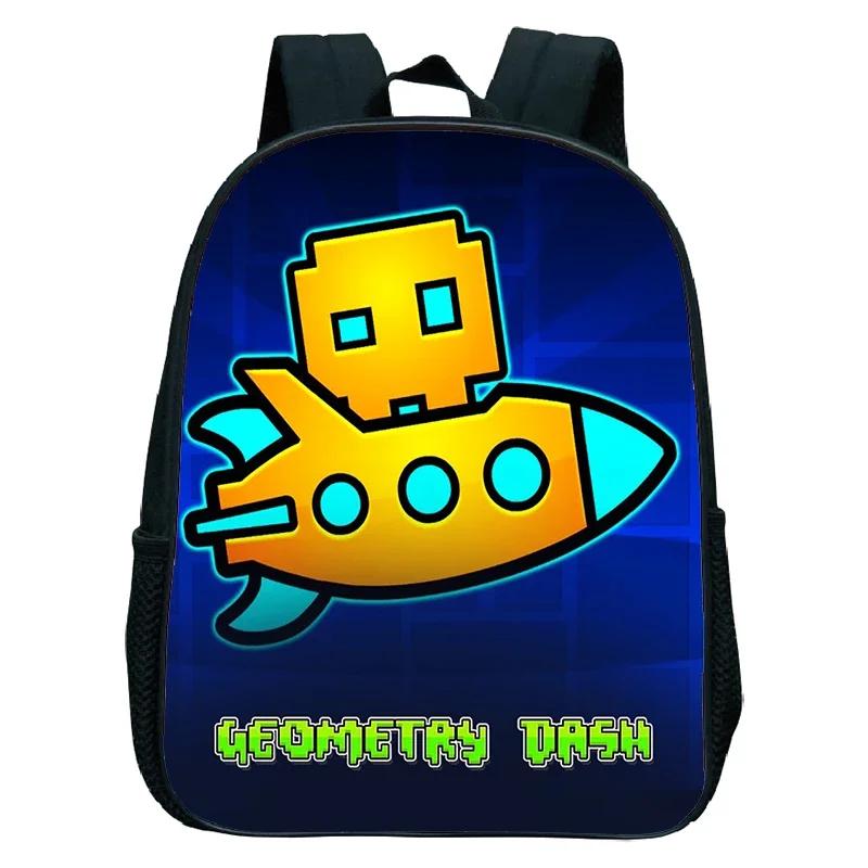 16 Zoll Wütender Geometry Dash Rucksack Jungen Mädchen Schultasche Cartoon Spiel Kinder Kindergarten Schultaschen Kleinkind Kinderrucksack