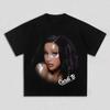 Cardi B Portrait Vintage Hip-Hop Print T-shirt, Unisex Casual Streetwear Tee for Music Fans Women and Men T-shirts