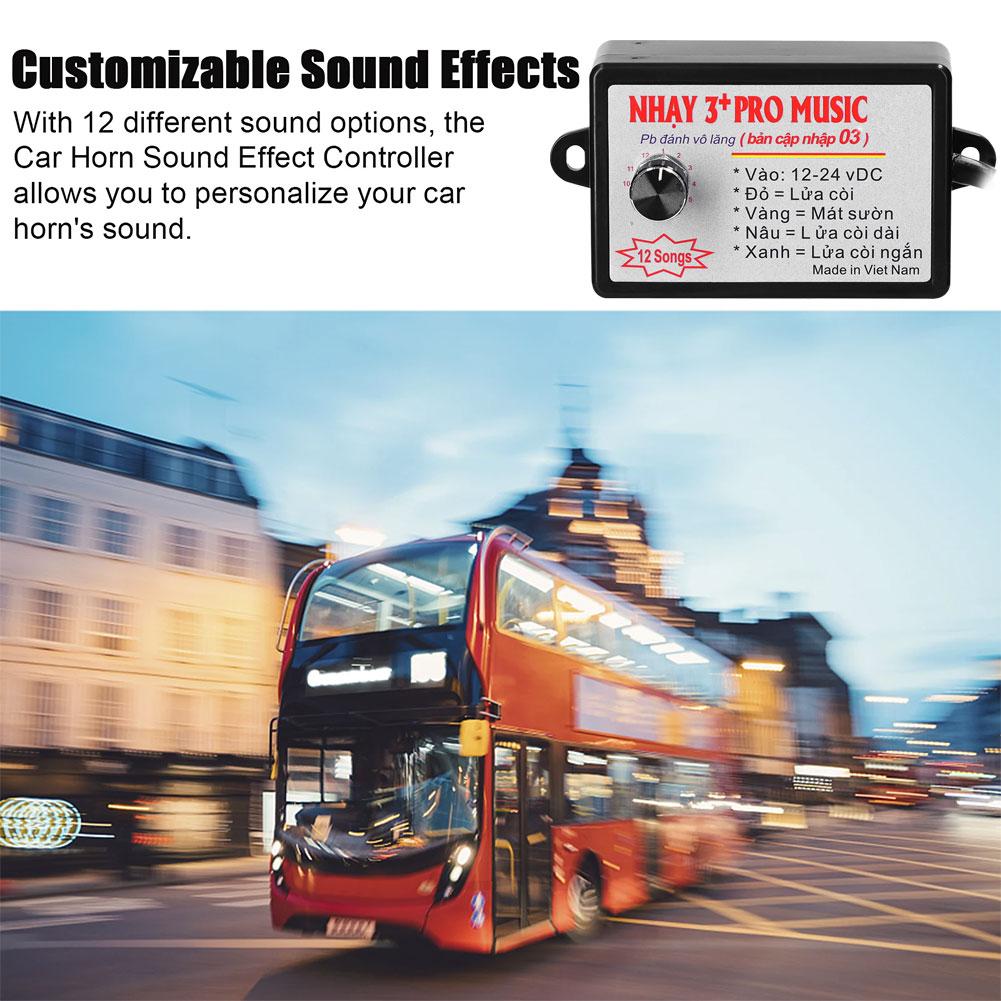 Horn Controller Electric Horn Speaker Sound Control Unit with 12 Sound Effects Switching 12-24V for Car Truck Marine Boat