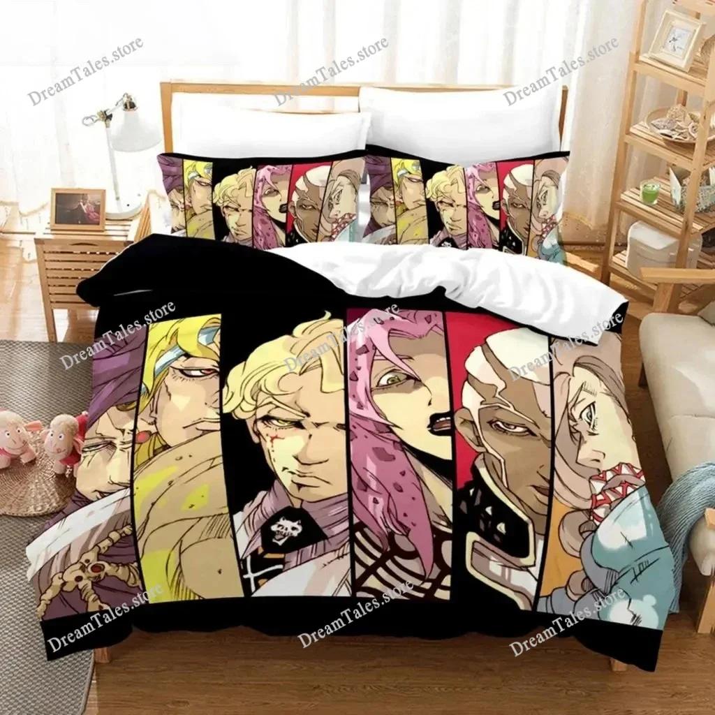 Exquisite 3D Anime JoJo Bizarre Adventure Jotaro Kujo Print Bedding Set Duvet Cover Comforter Bed Youth Kids Girls Boys Gift