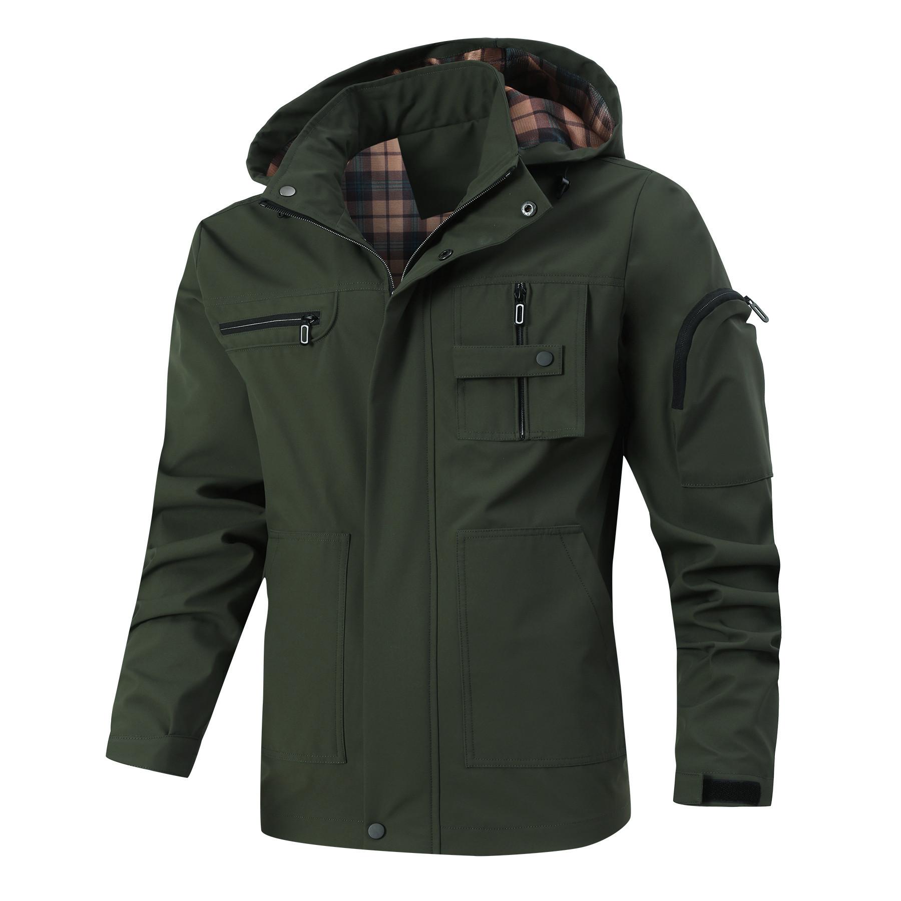 

Осенняя мужская ветровка с капюшоном, мужская водонепроницаемая спортивная куртка из мягкой ткани, мужская одежда для походов, горных лыж 2XL армия зеленый