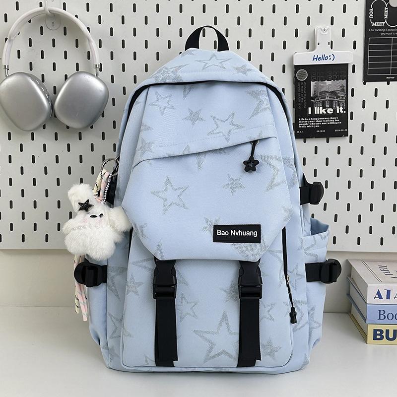 Schoolbag Cool Feeling Dark Gradual Change Star Backpack Korean Version Tooling Style College Student Couple Leisure Travel Backpack
