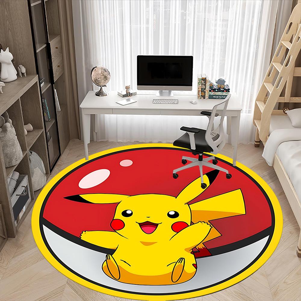 1pc Pokeball Office Round Area Rug, Indoor Mat Suitable For Office, Under Office Chairs Bedroom Living Room Home Decor, Room Deco