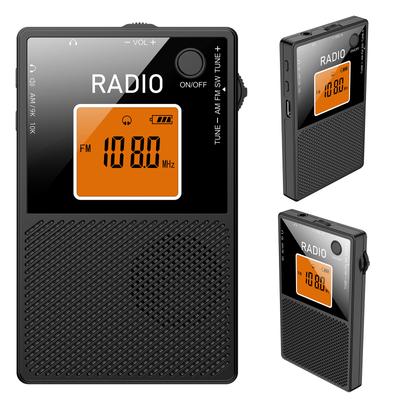Portable Radio Type-C Charging AM FM Transistor Radio LCD Backlit Stereo Sound Speaker for Home Office Accessories