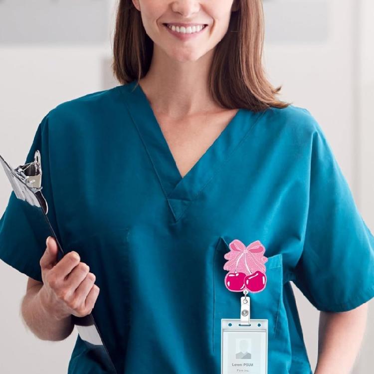 2 Pcs Acrylic Carabiner Holder Bows Badge Reels ID Badge Holder Retractable Keyring Name Card Holder for Office School