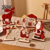 Christmas Desktop Centerpieces Nordic Ornaments Wood Reindeer Santa Claus Snowman Figurine Ornament Gifts for Kids Rustic Decoration Holiday