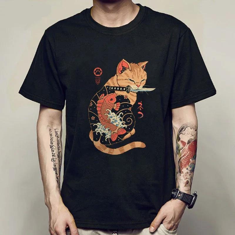 Neues Sommer-Mode-T-Shirt Kawaii Harajuku Anime Katze T-Shirt Herren O-Ausschnitt Kurzarm-T-Shirt Japanisches Sommer-Kurzarm-T-Shirt