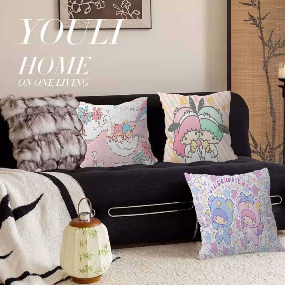 Cute L-Little T-Twin S-Stars Pillow Covers Cartoon Sofa Decorative Home Double-sided Printing Short Plush Cute Cushion Cover