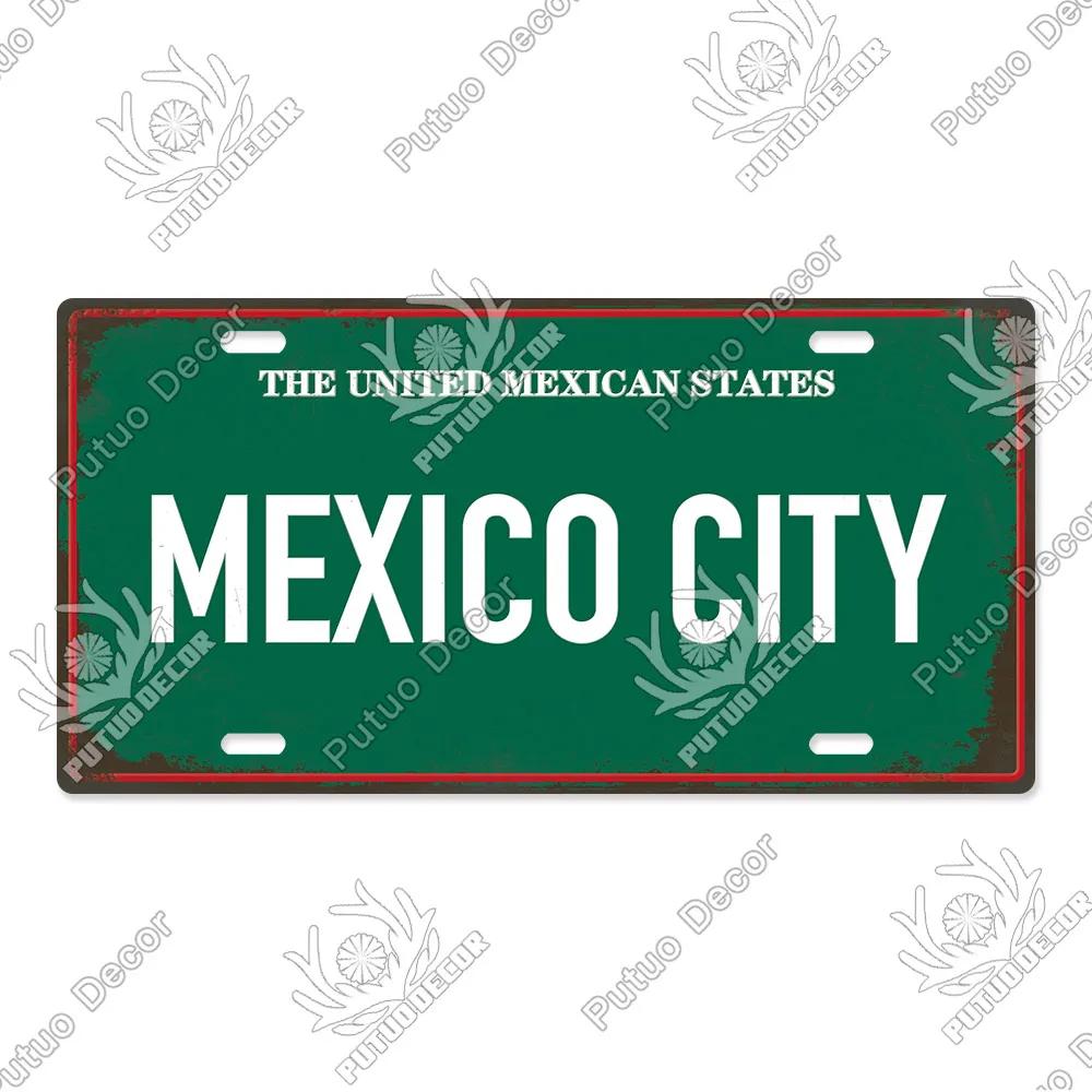 Putuo Decor Stadt Metallschild Plakette Metall Vintage Kennzeichen Blechschild Wanddeko für Man Cave Pub Bar Dekoration