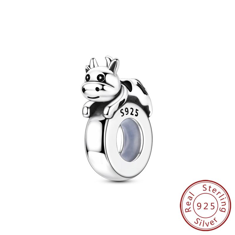 925 Silver Teddy Poodle Dog Cat Charms Beads Pendant Universal Buckle Fit Bracelet DIY Jewelry Gift