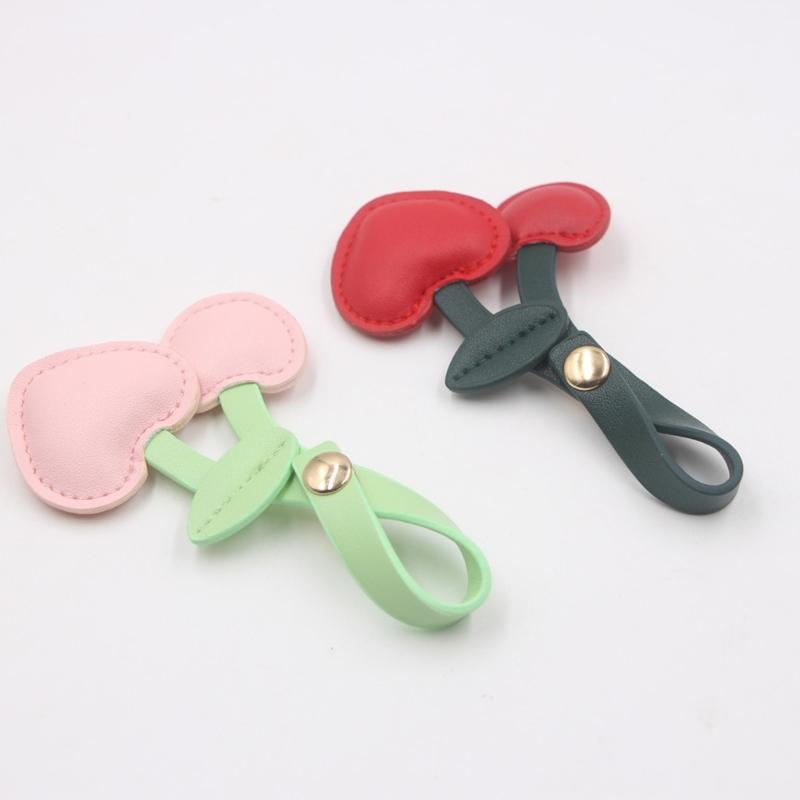 Stylish Cherrys Designs PU Leather Keychain For Women Portable Bag Charm Accessory