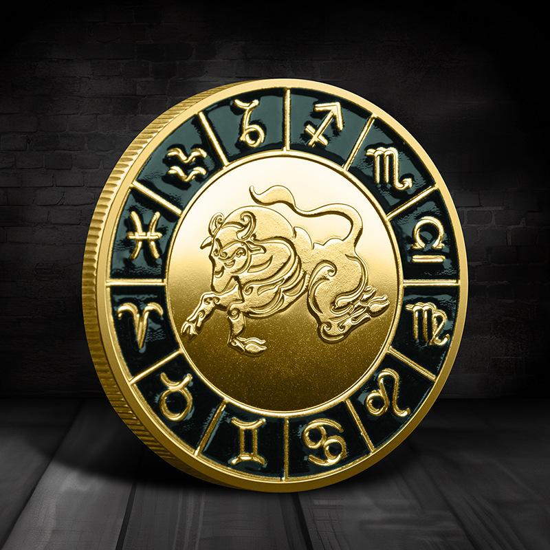 Single Zodiac Sign Commemorative Coin, Individual Constellation Collectible Medal, 40mm Diameter Astrology Souvenir Coin for Collection & Gift
