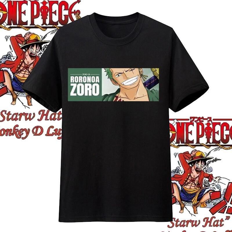 One Piece Anime Straw Hat Member Printing Oversized Cotton Tshirt Men and Women Comfortable Y2K Childrens Clothing Summer Tees