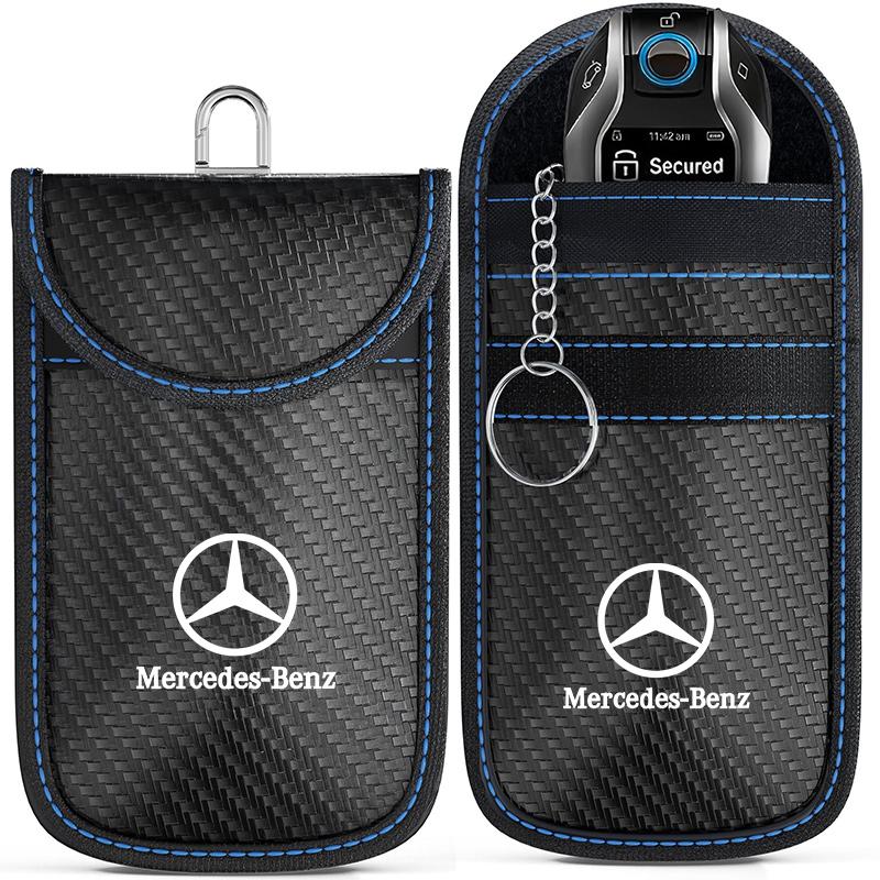 Leather Car Key Case Signal Blocker Bag Shielding Pocket For Mercedes Benz W212 W213 W205 W177 W247 W176 CLS MR8