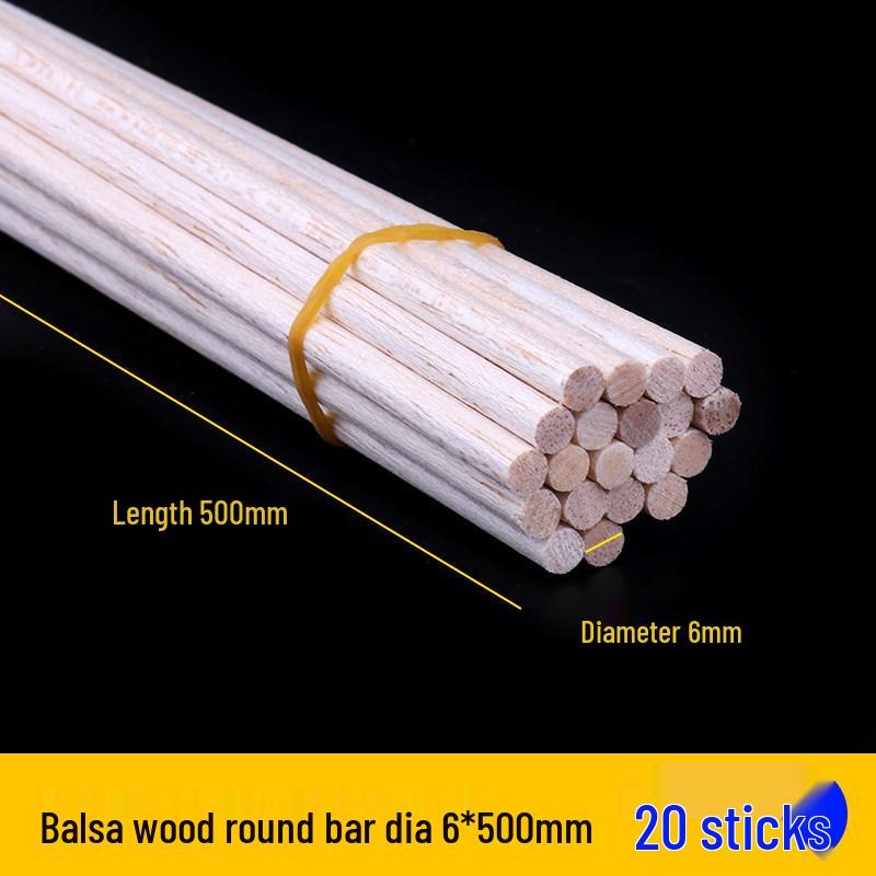 DIY Handmade Balsa Wood Round Rods and Strips for Model Building and Aircraft Model Kits