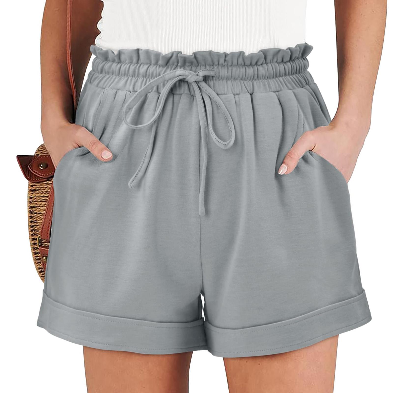 Summer Shorts For Women Casual High Waist Wide Leg Shorts L