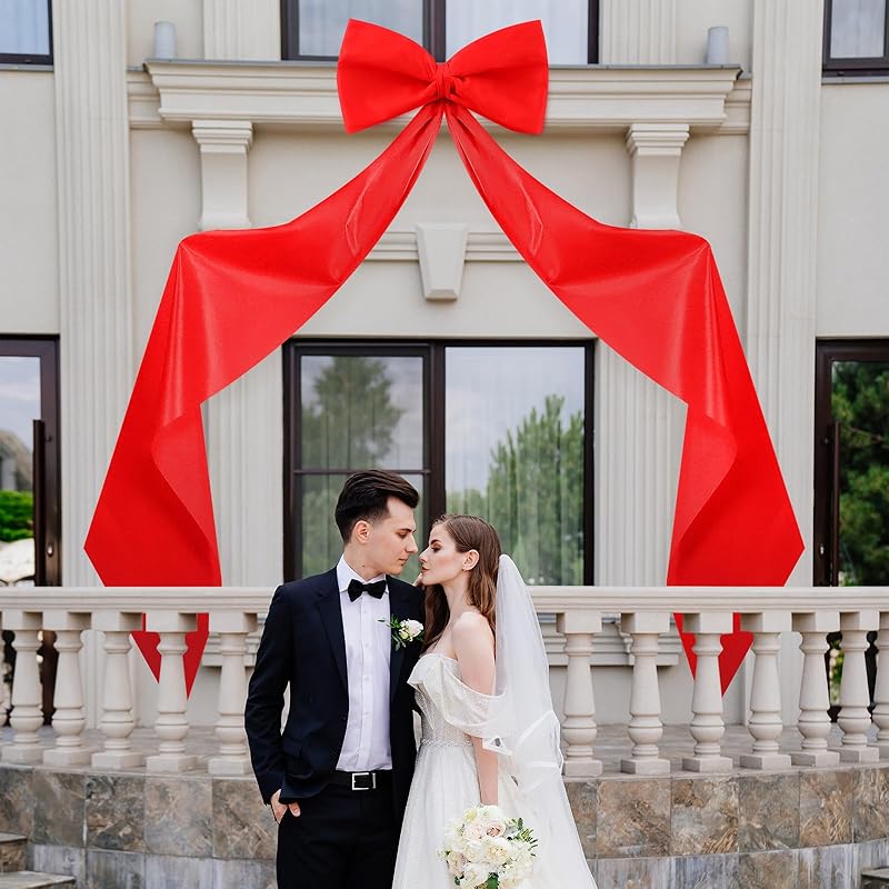 Очень большой свадебный бант-декор, 118x28 дюймов, гигантский атласный бант с длинной лентой, огромный декоративный негабаритный подарочный пояс для арки, девичника, дня рождения