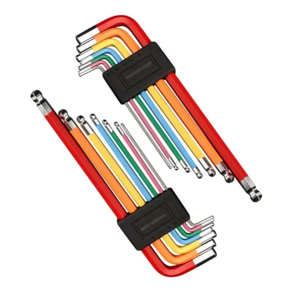 7Pcs Rust-proof Hexagonal Wrench Colorful Flat Ball Opening Wrench Portable Bicycle Hex Key Set