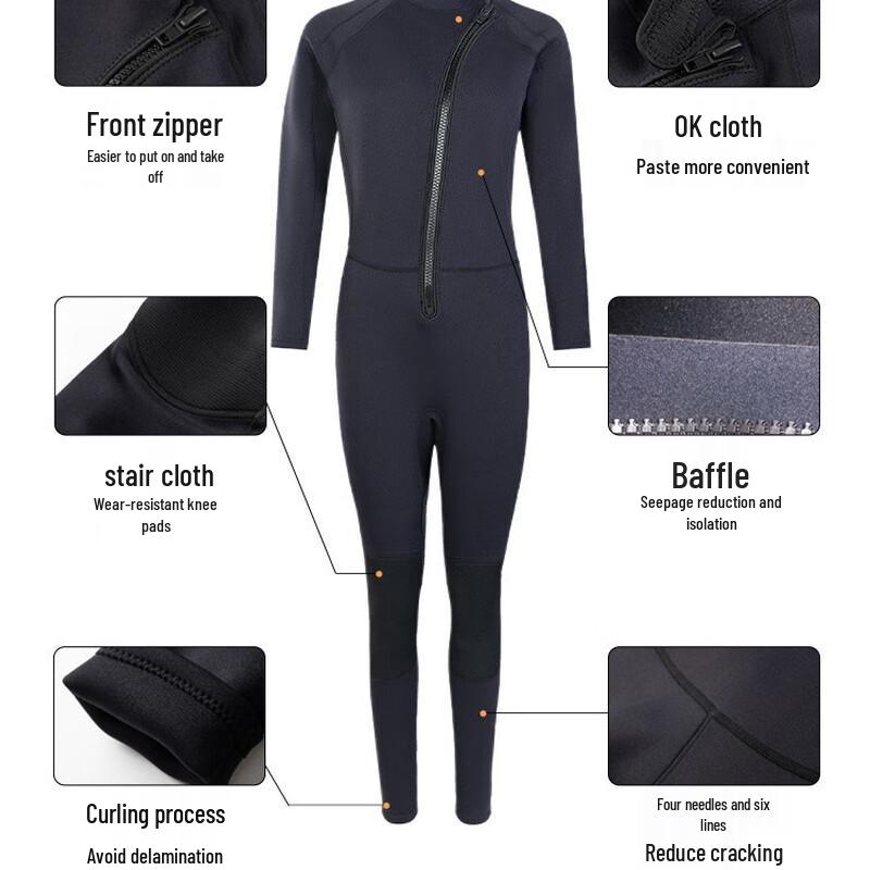WEZHO Unisex 3mm Front-Zip Full Wetsuit