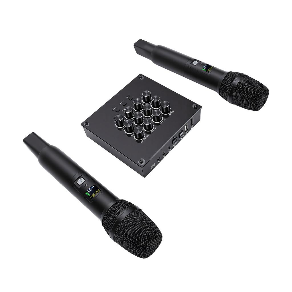 Wireless Microphone Karaoke Mixer System Dual Handheld Wireless Microphone for Sound Card Speaker Instrument