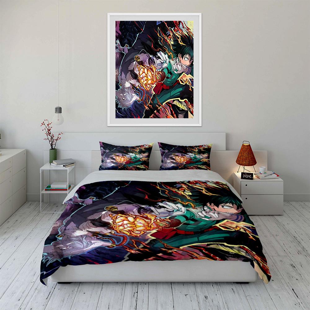 Anime Hero Bedding Set with Lightning Design Bedding set (1 duvet cover, 2 pillowcases, duvet not included)
