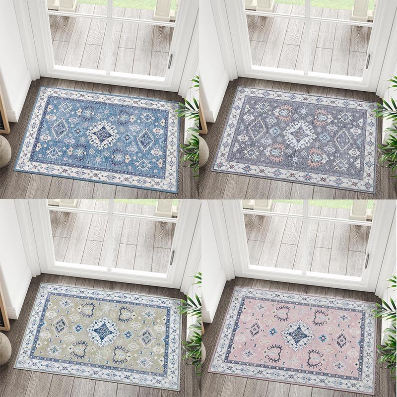 Indoor Entrance Retro Carpet Light Gray Printed Rug Soft Carpets Living Room Decoration Mat Bedroom Beside Kitchen Non Slip Mats