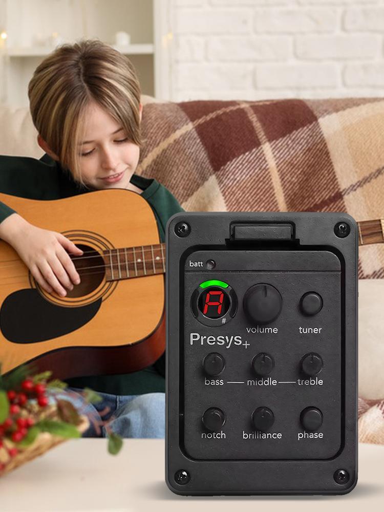 201 Classic Acoustic Guitar EQ Tuner Piezo Pickup Onboard Preamps 4-Band Equalizer Mic Blend Preamp for Fishman Presys+
