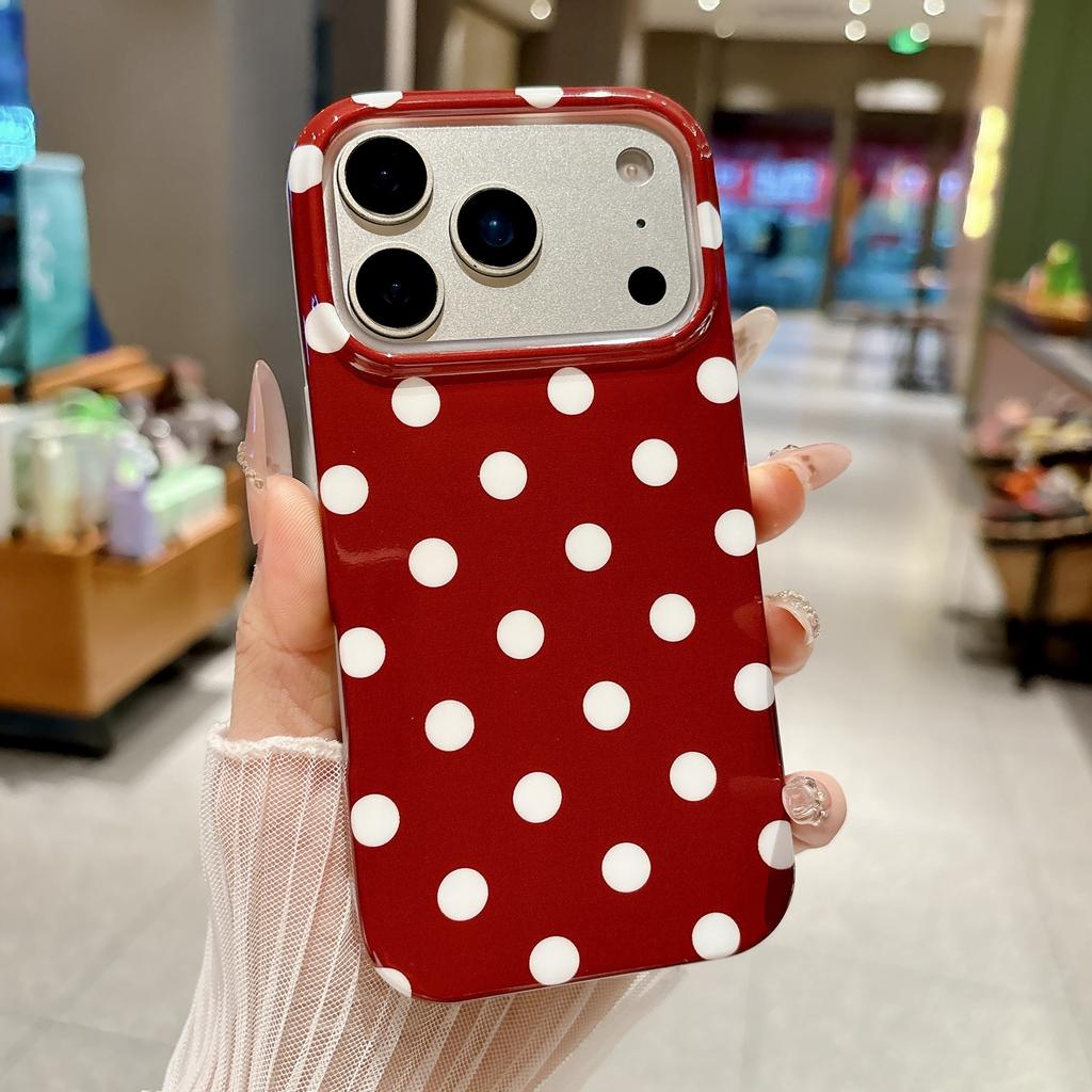Applicable iPhone16 mobile phone case retro IMD polka dot color anti-drop protective case 17Pro all-inclusive case 15plus