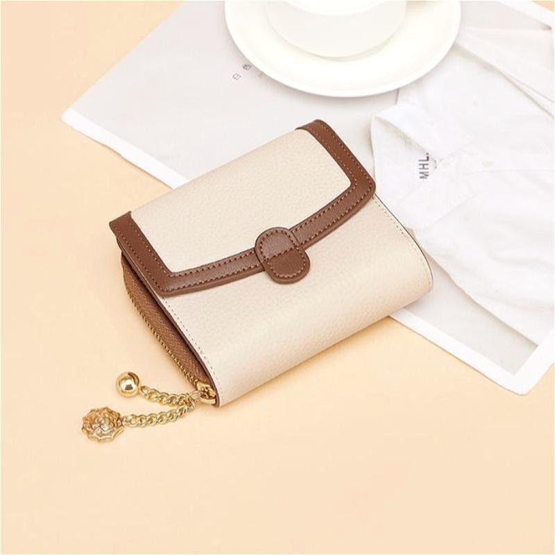 Damen-Dreifach-Portemonnaie PU-Leder Diebstahlschutz Reißverschluss Münzfach Großer Kartenhalter Clutch-Geldbörse