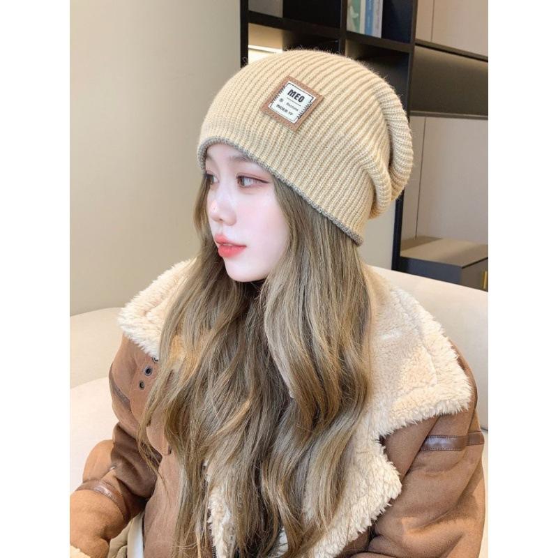 Neuer doppelseitiger Wollhut für Kinder, verdickter warmer und vielseitiger Strickhut für Herbst und Winter, großer Kopfumfang, der das Gesicht zeigt, klein