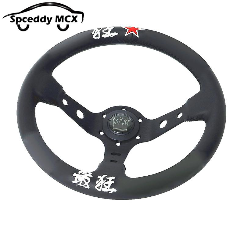 13inch 320mm JDM Classic Drift Racing Steering Wheel Real Leather Car Universal With Accessories 326Power