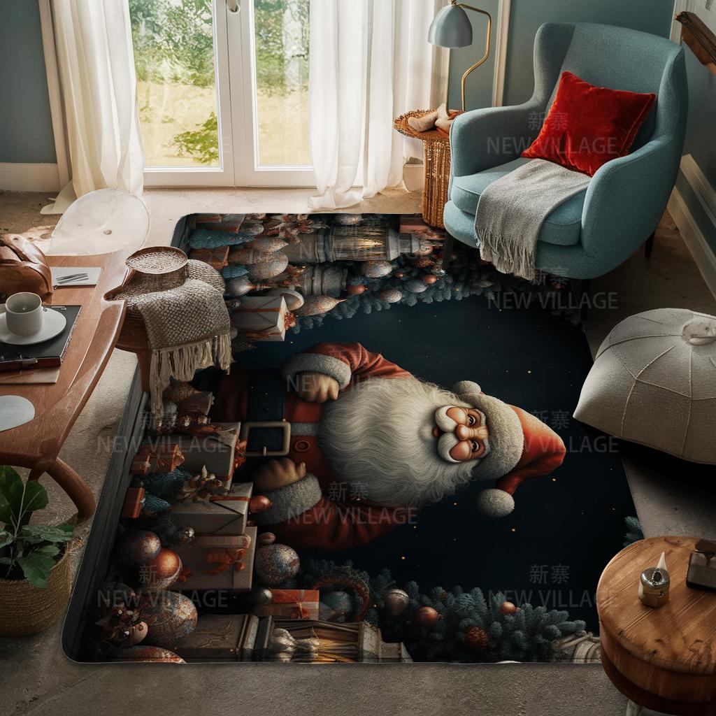 House Entrance Carpet Home Door Mat Living Room Bath Foot Bathroom Non-slip Water Absorption Rugs Bath Merry Christmas Winter