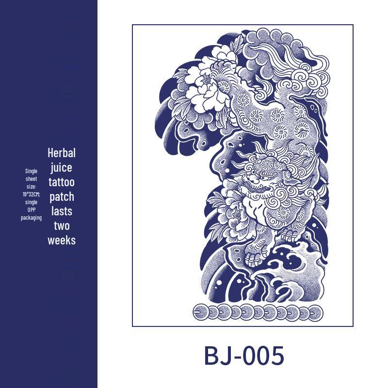 Men's Semi-Permanent Herbal Waterproof Tattoo Stickers - Long-Lasting, Non-Reflective Full Arm Cover