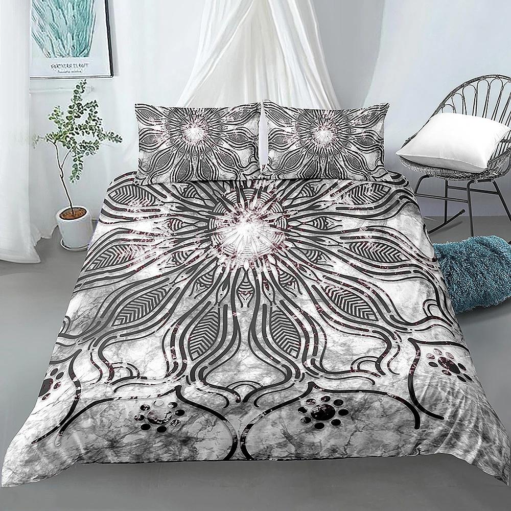 Boho Pościel Mandala Poszewka na Kołdrę Luksusowa Miękka Pokrowiec na Kołdrę Rozmiar Queen 2/3 Sztuki Styl Boho Kwiatowa Pościel Pokrowiec Tekstylia Domowe