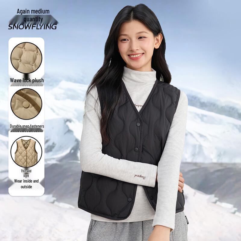XueZhongFei Women s Lightweight V-Neck Gourd Pattern Down Vest 2XL